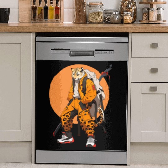 Ninja Samurai Katana Sword Cheetah Manga Dish Washer Covers
