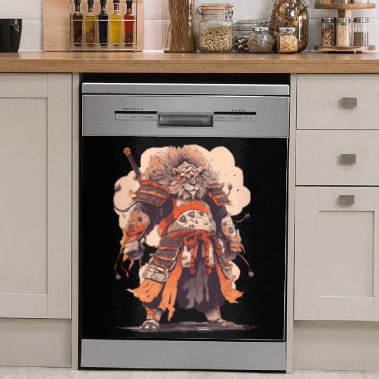 Samurai Katana Sword Anime Lion Manga Warrior Dish Washer Covers
