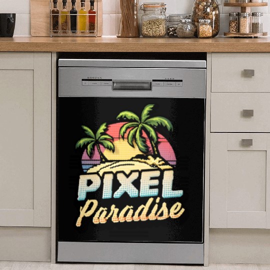 Pixel Paradise Sunset Dish Washer Covers