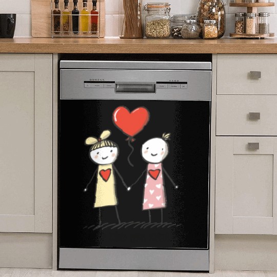 Stick Figure Lesbian Lovers Love Who You Want Dish Washer Covers