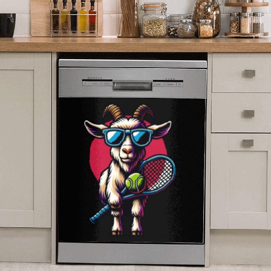 Goat Tennis Player Court Match Design Dish Washer Covers