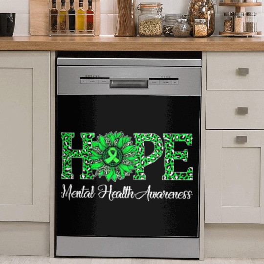 Sunflower Hope Mental Health Awareness Green Dish Washer Covers