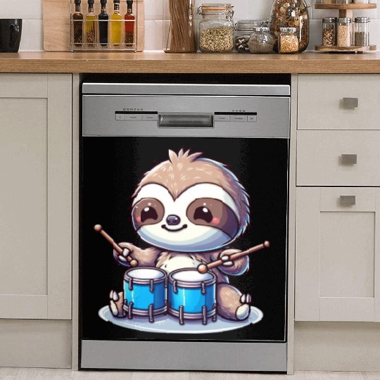 Cool Sloth Drummer Lazy Vibes Design Dish Washer Covers