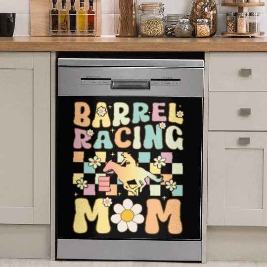 Barrel Racing Mom Groovy Female Barrel Racer Rodeo Dish Washer Covers