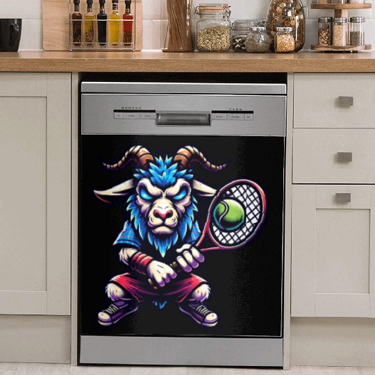 Goat Tennis Player Court Match Design Dish Washer Covers