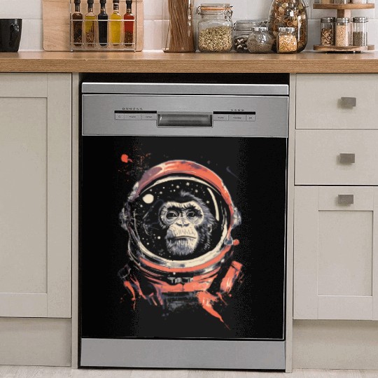 Space Vintage Travel Astronaut Monkey Retro Dish Washer Covers