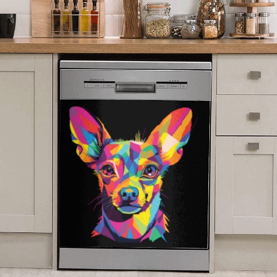 Watercolor Colorful Russian Toy Terrier Dish Washer Covers