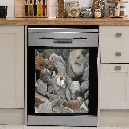 Camouflage Cat On Rocks Gifts for Animal Lovers Dish Washer Covers