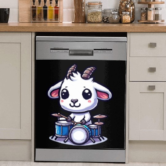 Cute Goat Drummer Farm Band Design Dish Washer Covers