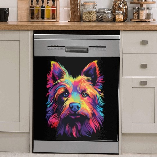 Watercolor Colorful Australian Terrier Dish Washer Covers