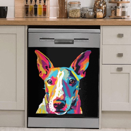 Watercolor Colorful Miniature Bull Terrier Dish Washer Covers