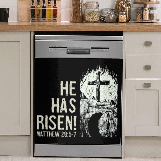 He Has Risen Christ Bible Verse Tomb Cross Dish Washer Covers