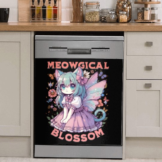 Meowgical Blossom Enchanting Fairycore Cat Fantasy Dish Washer Covers