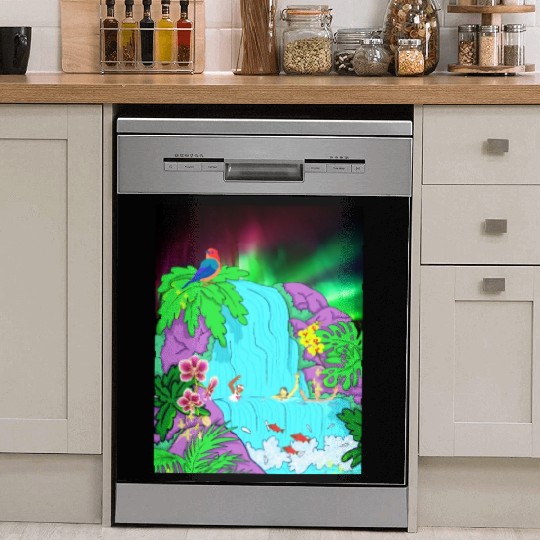 Northern Lights Waterfall Serenity with Swimmers Dish Washer Covers