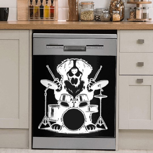 Cool Bernese Mountain Dog Drummer Design Dish Washer Covers