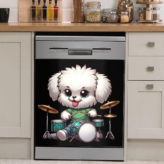 Cool Bolonka Puppy Drummer Design Dish Washer Covers