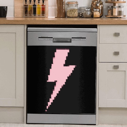 Retro pixels pink lightning bolt Dish Washer Covers