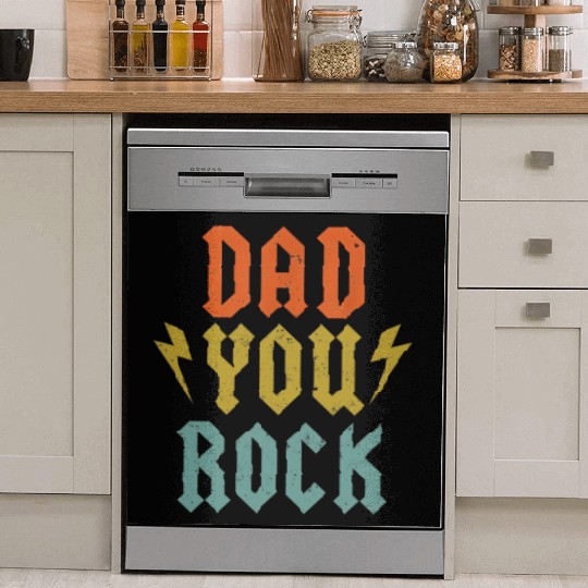 Fathers Day Funny Dad You Rock Guitar Vintage Dish Washer Covers