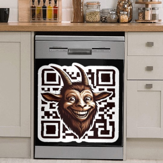 Qr Code Goat: Scan for Baaa-mazing Content! Dish Washer Covers