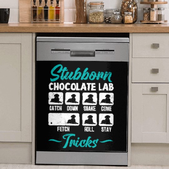 Labrador STUBBORN CHOCOLATE LAB TRICKS Dish Washer Covers