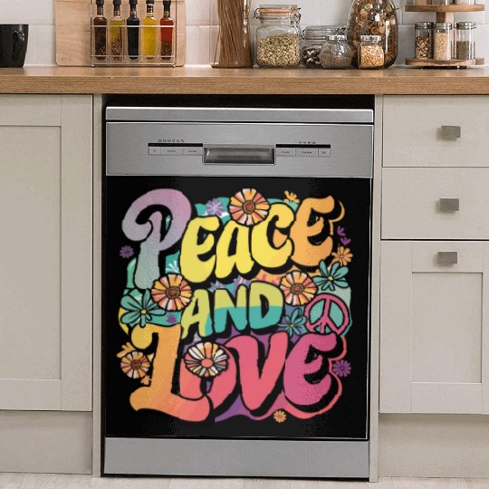 Peace And Love Hippie 1960`s 1970`s Dish Washer Covers