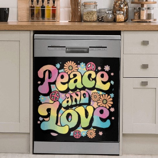 Peace And Love Hippie 1960`s 1970`s Dish Washer Covers