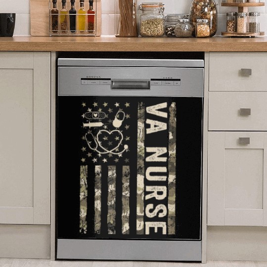 VA Nurse Camouflage Patriotic US Flag Nurse Life Dish Washer Covers