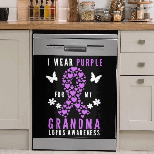 I wear purple for my grandma lupus awareness Dish Washer Covers