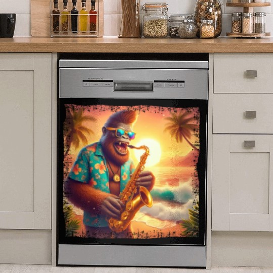 Bigfoot Saxophone Vacation Sunset Dish Washer Covers