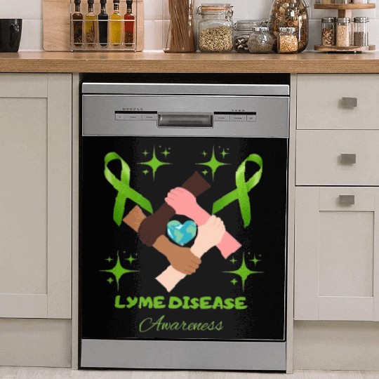 Lime Green Ribbon Lyme Disease Awareness Dish Washer Covers
