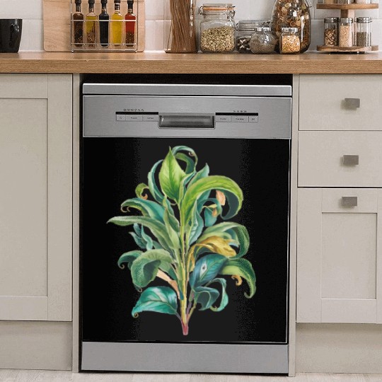 Watercolor Plant Hand Painted Dish Washer Covers