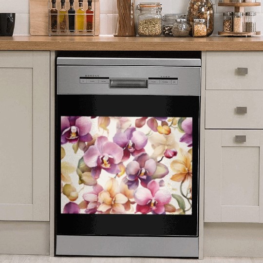 Sweet Watercolor Orchid Art Dish Washer Covers