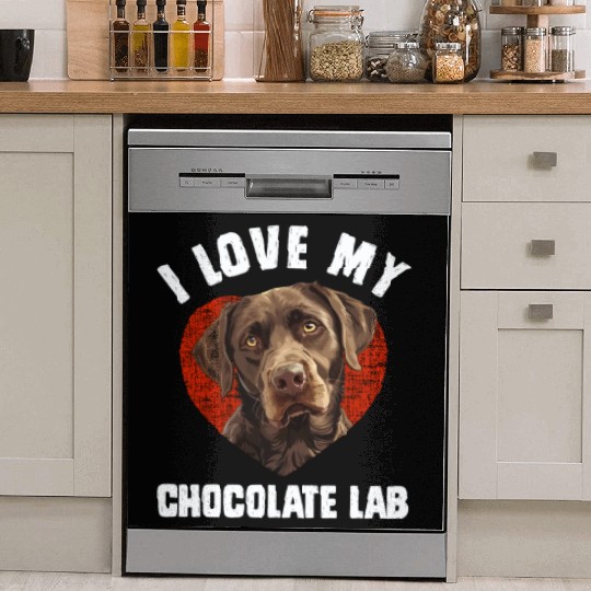 Brown Labrador I LOVE MY CHOCOLATE LAB Owners Dish Washer Covers
