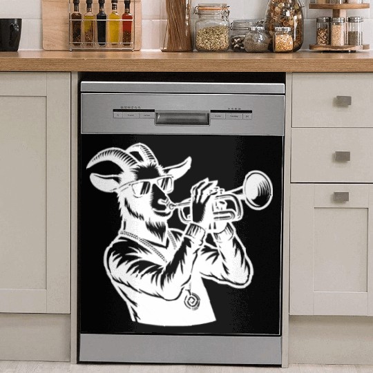 Goat Trumpeter Silhouette Dish Washer Covers
