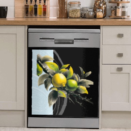 Green and yellow lemon Dish Washer Covers