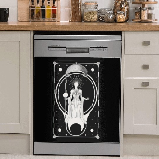 Crescent Moon Tarot Card Astrology Occult Dish Washer Covers