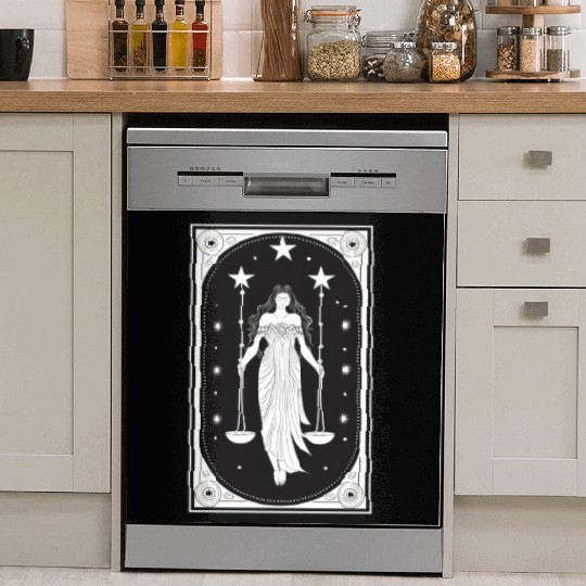 Themis Tarot Card Astrology Occult Mystical Dish Washer Covers