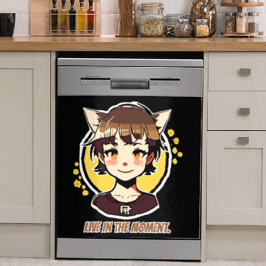 Live in the Moment: Manga Anime Girl Dish Washer Covers