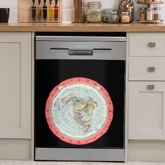 Flat Earth Theory World Map - Funny Conspiracy The Dish Washer Covers