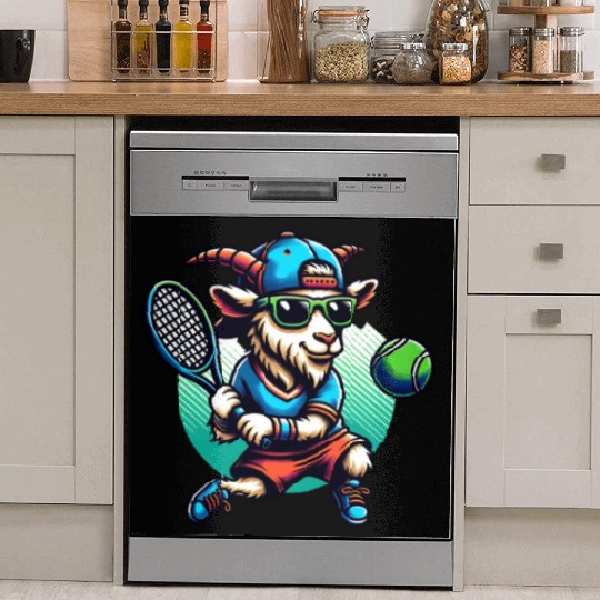 Goat Tennis Player Court Match Design Dish Washer Covers