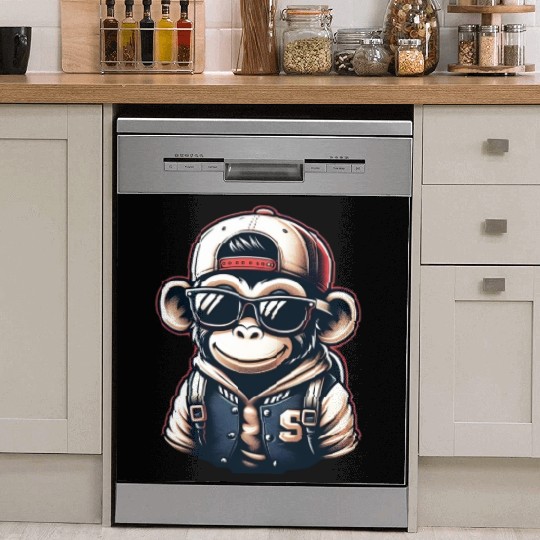 Dish Washer Covers Funny of a monkey dressed as rap