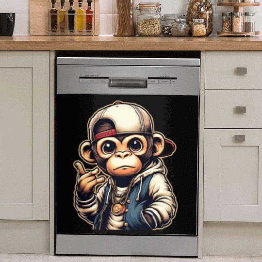 Dish Washer Covers Funny of a monkey dressed as rap