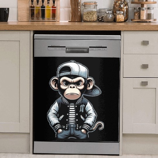 Dish Washer Covers Funny of a monkey dressed as rap