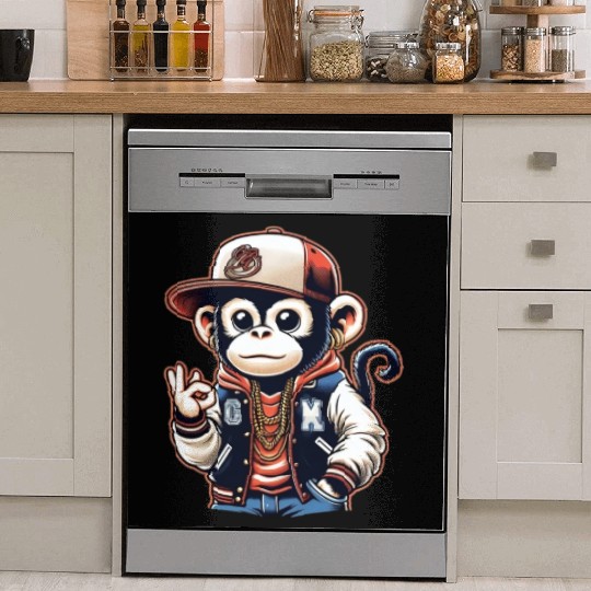 Dish Washer Covers Funny of a monkey dressed as rap