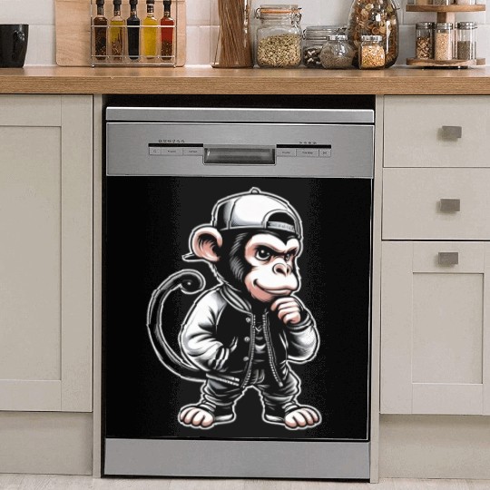Dish Washer Covers Funny of a monkey dressed as rap