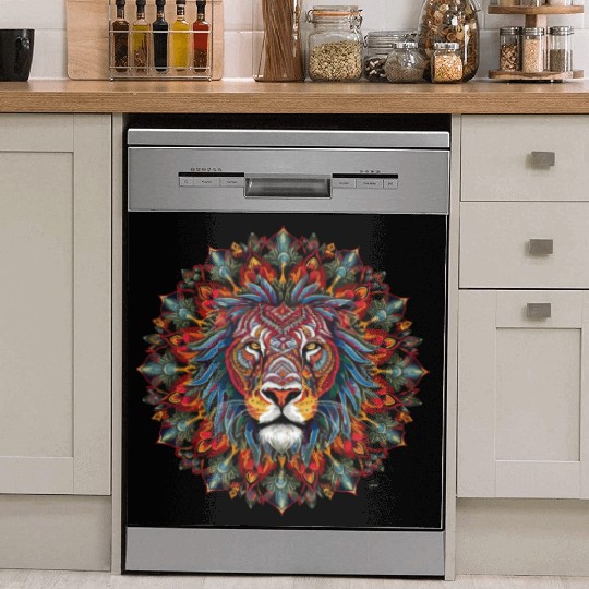 Colorful Lion Mandala Majesty Artistic Creation Dish Washer Covers