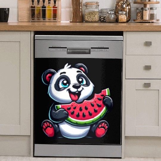 Panda with Watermelon Fruity Funny Dish Washer Covers