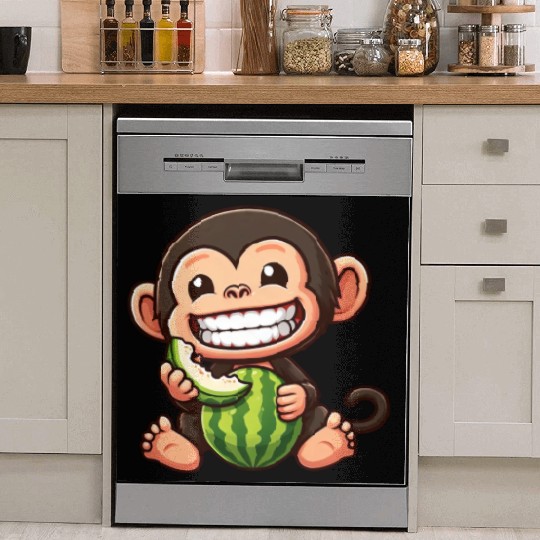 Monkey chimpanzee melon watermelon honeydew melon Dish Washer Covers