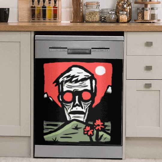 Japan Red Sun Creepy Guy Dish Washer Covers