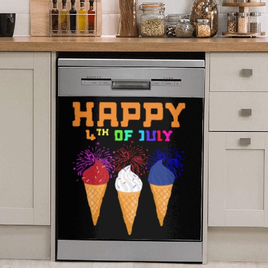 Celebrate Independence Day with Fireworks Ice Crea Dish Washer Covers